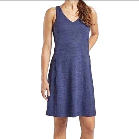 Toad&Co SMU Tech Tomboy Tank Dress Sleeveless Blue Athletic Granola Self Bra M - Picture 2 of 10